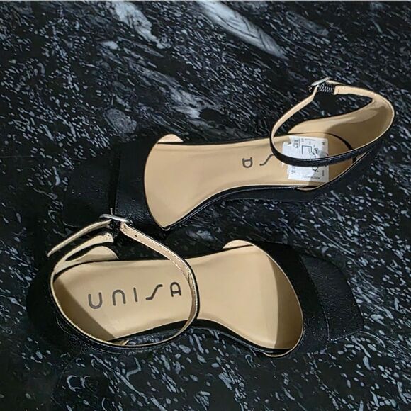 BRAND NEW UNISA LOW-HEEL WEDGE SHIMMER QUARE- TOE SANDAL - Picture 6 of 13